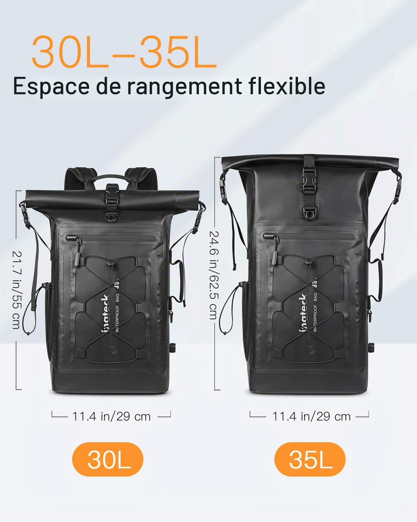 Inateck Sac à Dos Vélo Étanche Grande Capacité pour Bicyclette Randonnée Alpinisme Montagne Sport Camping Course, avec Bretelle Détachable, Soupape d’Échappement Noir