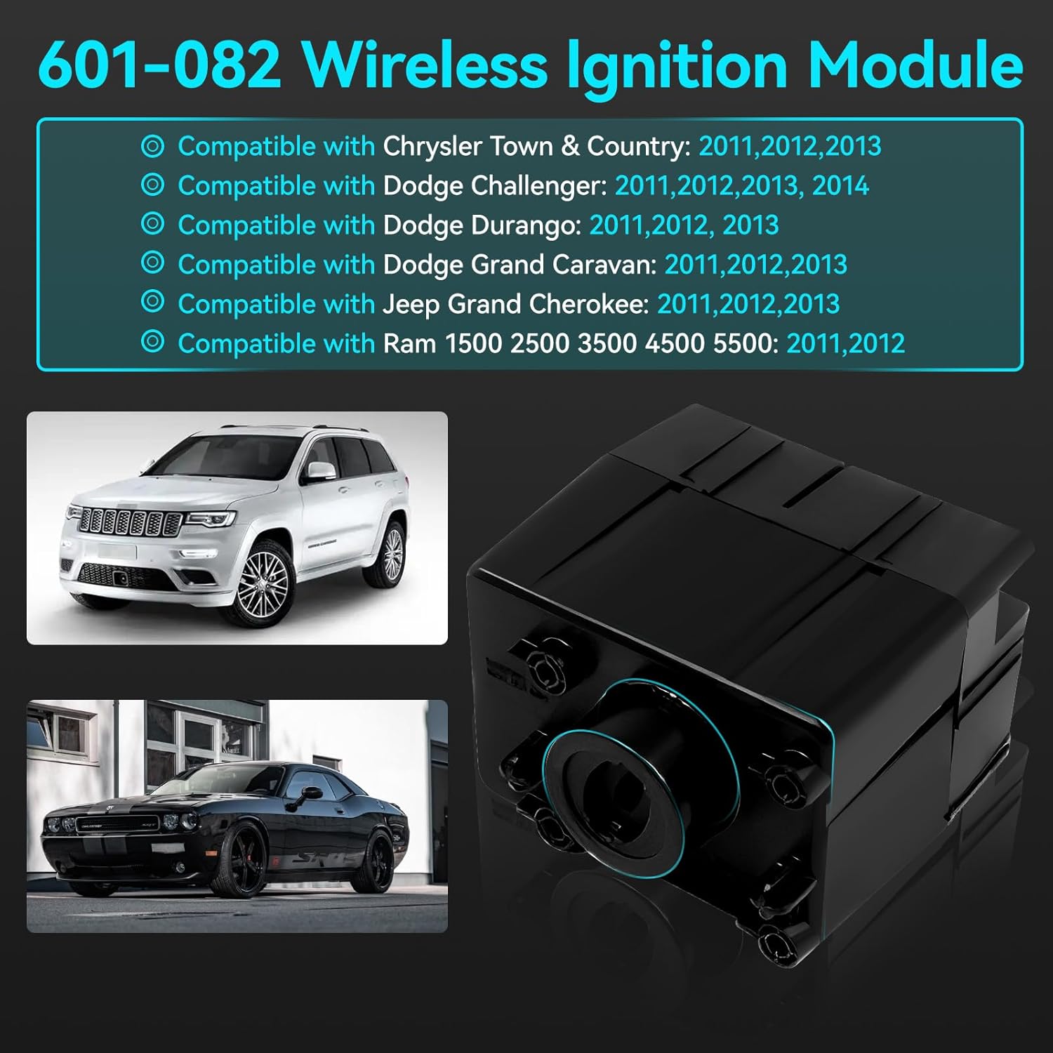 68105739AC Wireless Ignition Module Switch for 11-13 Dodge Challenger,Ram 1500 2500 3500 4500 5500,Jeep Grand Cherokee,Chrysler Town & Country,Replace 601-082 5026533AE