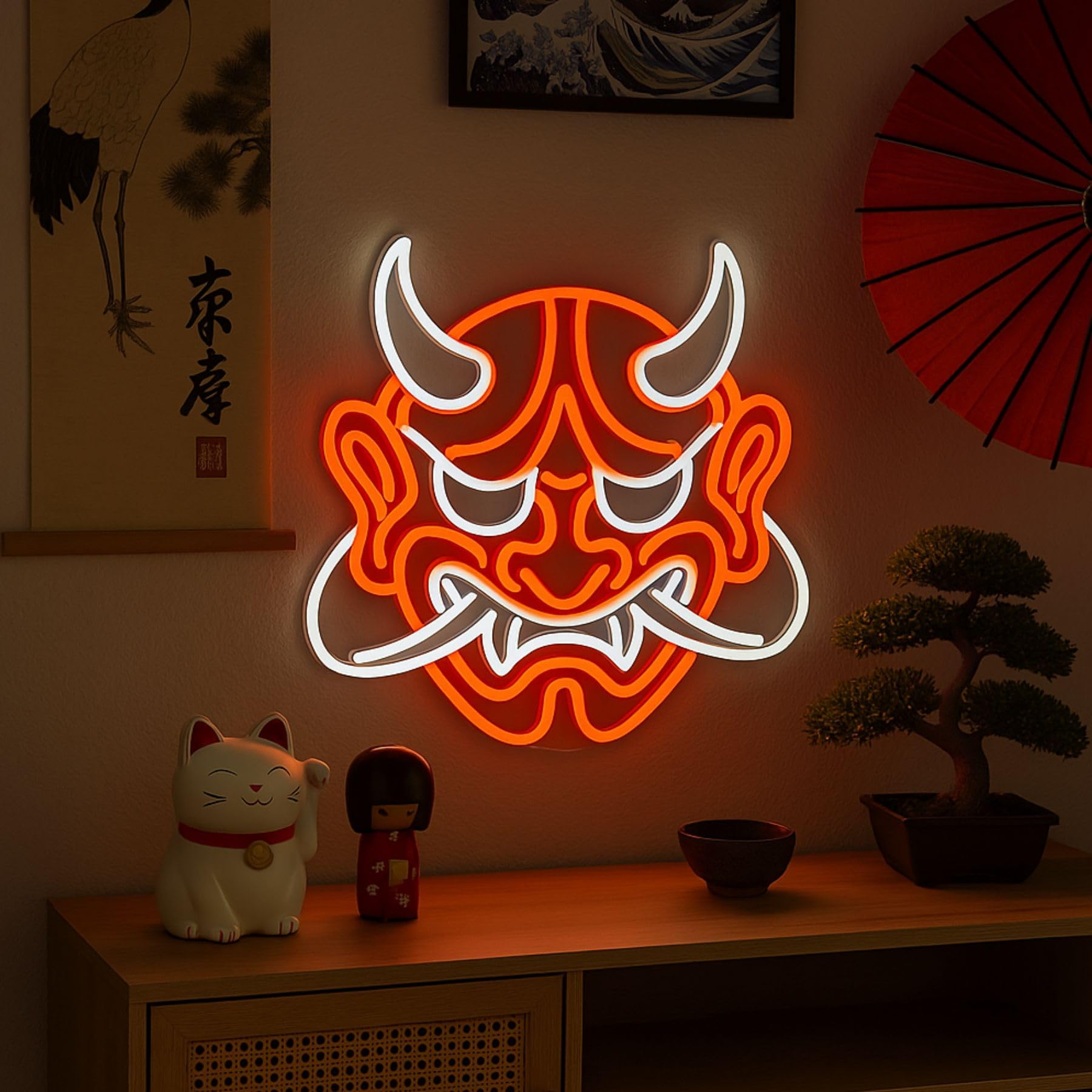 Amazon.com: Japanese Oni Mask Neon Sign – 13