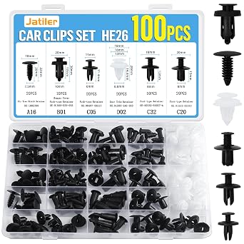 JatilEr 100 Pcs Car Trim Clips, HE26 Car Panel Clips Auto Plastic Rivets
