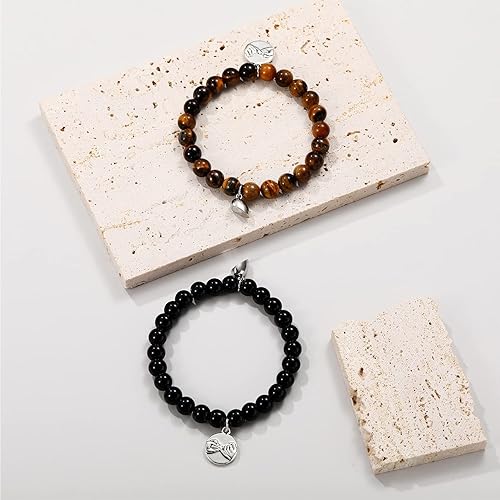 Miniatura 8 de GIEIWIW Magnetic Bracelets for Couples Love Bracelets Distance Natural Beaded Bracelet Valentines Day Gifts