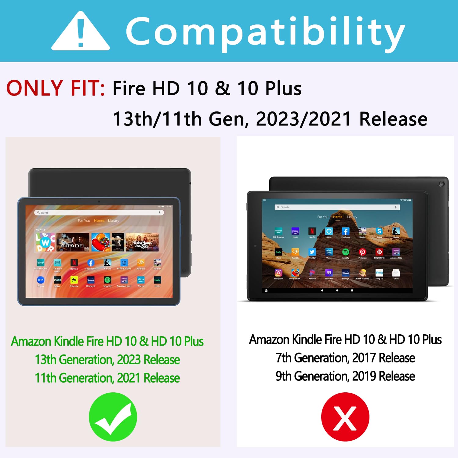 EAMPANG Tablet Case with Keyboard for Amazon Kindle Fire HD 10&10 Plus 11/13th Gen 10.1 inch,7 Color Rainbow Backlit Detachable Keyboard Magnetic Cover with Pen Slot HD 10 2021&2023 Dark Green+Black