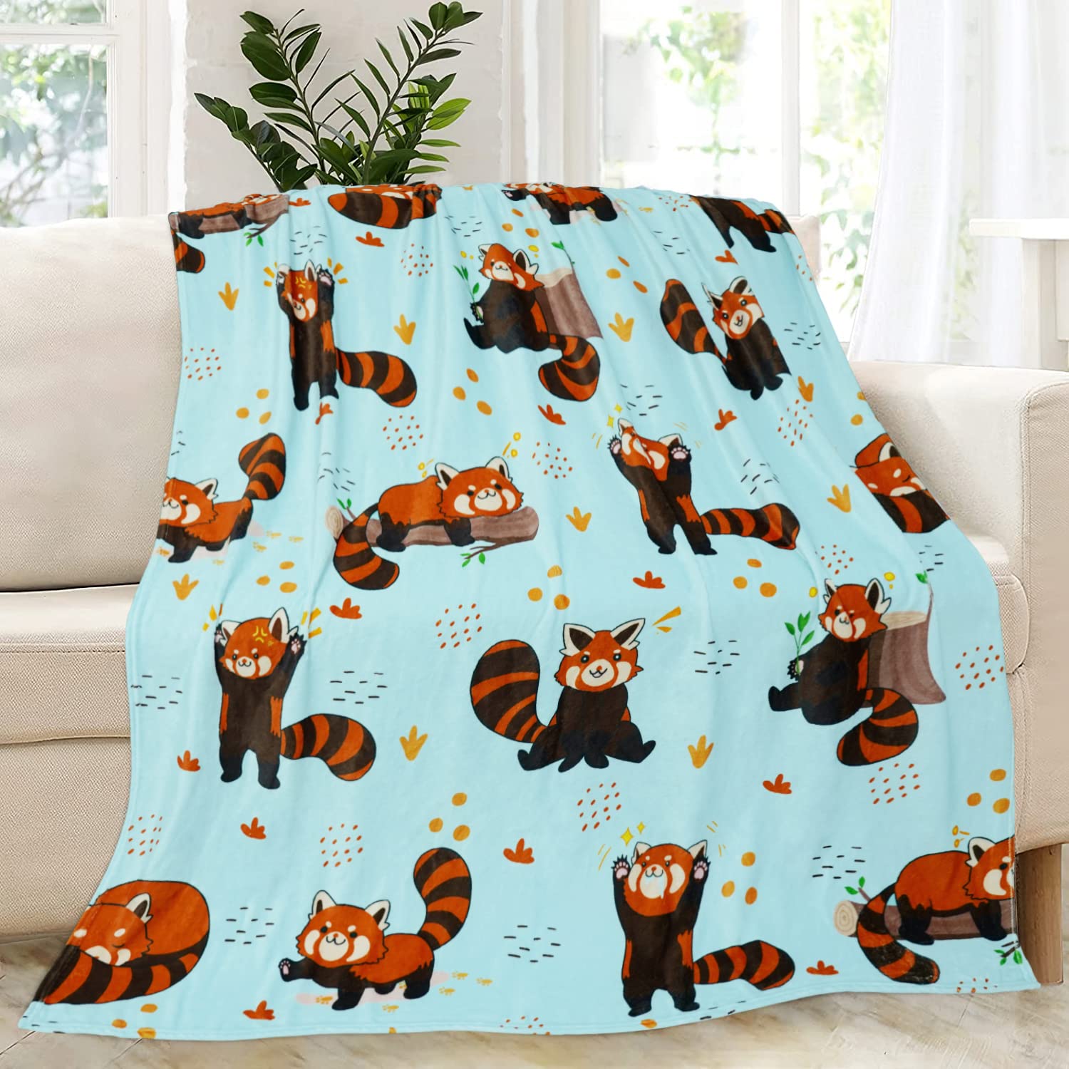 Metawu Red Panda Blanket Girts for Panda Lovers Throw Fleece Blanket 60”x50” in Home Bed Sofa Chairs Dorm