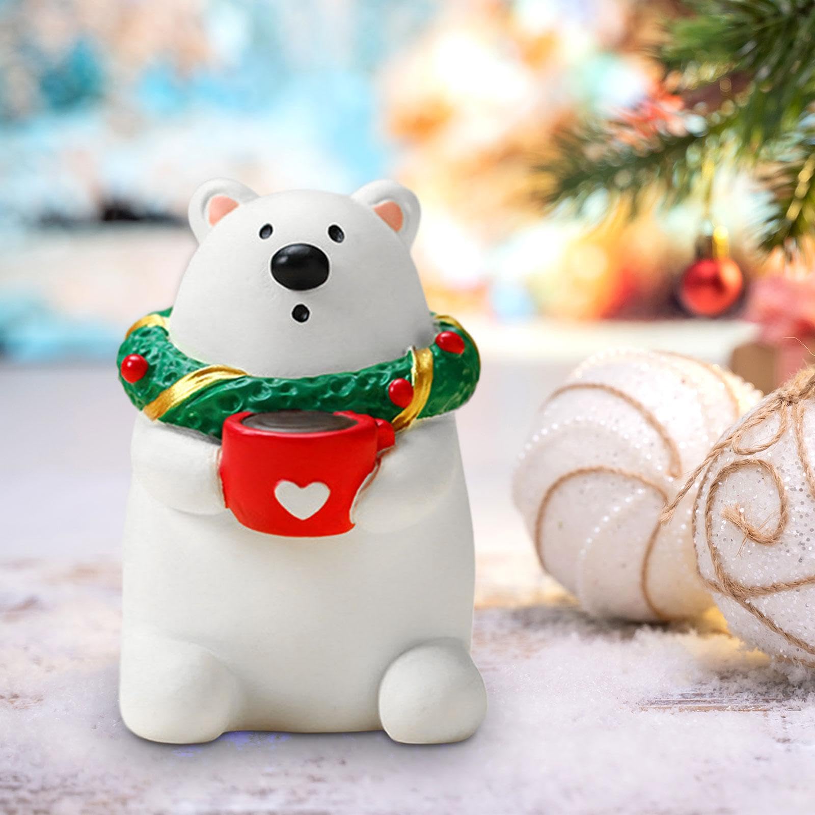 2 Piezas Estatua de Mesa de Navidad Miniatura de Resina Escultura Navideña Adorno de Escritorio Figura Decorativa con Personajes Clásicos Y Confección, 4 Piezas