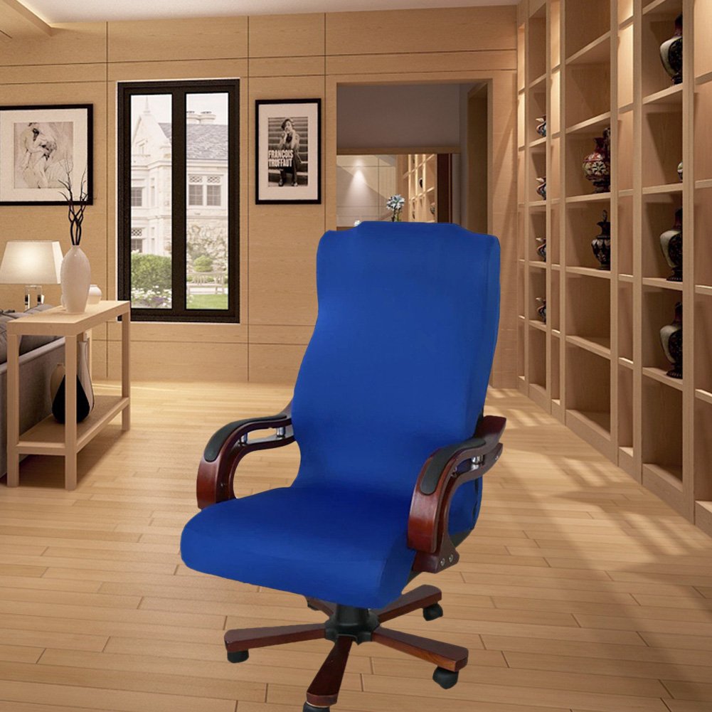 Stretchable Removable Resilient Chair Covers Computer Swivel Chair Cover Universal Armchair Cover Slipcover for Office Rotating Chair Dinning Chair Modern Simplism Style (No Chairs) (Royal Blue) - Image 3