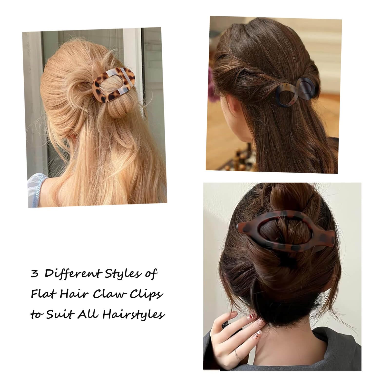 Flat Hair Claw Clips for Women and Girls Thick Thin Hair Large Non Slip Jaw Clips Strong Hold Lay Flat Claw Grips Hair Styling Accessories 3 style 6 Pieces - Image 3