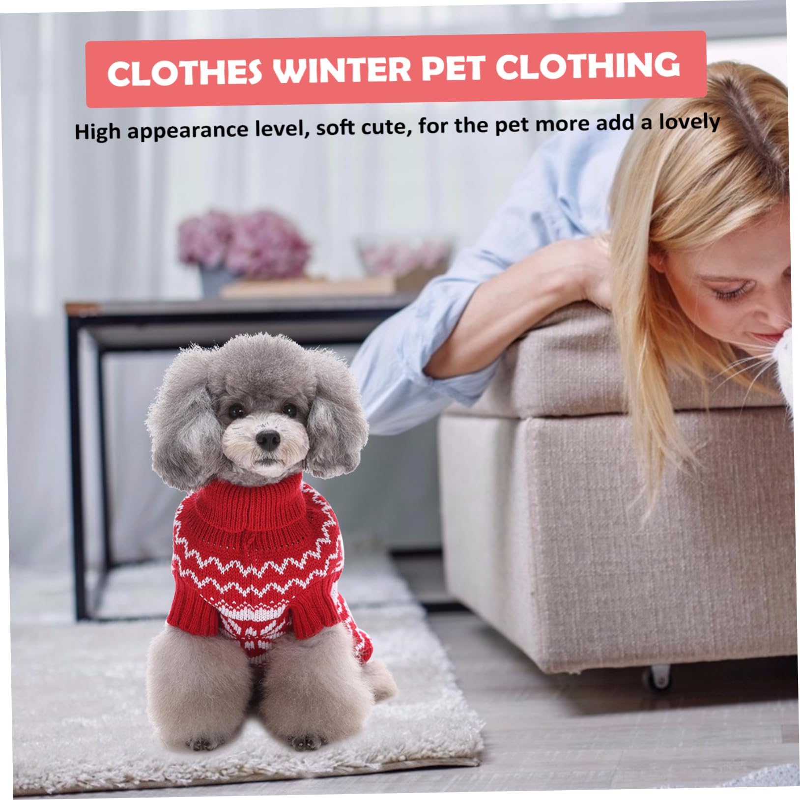 FRCOLOR 2pezzi Maglione per Cani con Motivo Fiocco di Cappotto Invernale per Animali Domestici Abbigliamento Natalizio per Feste Rosso Facile da Indossare e Lavare Materiale Elastico e