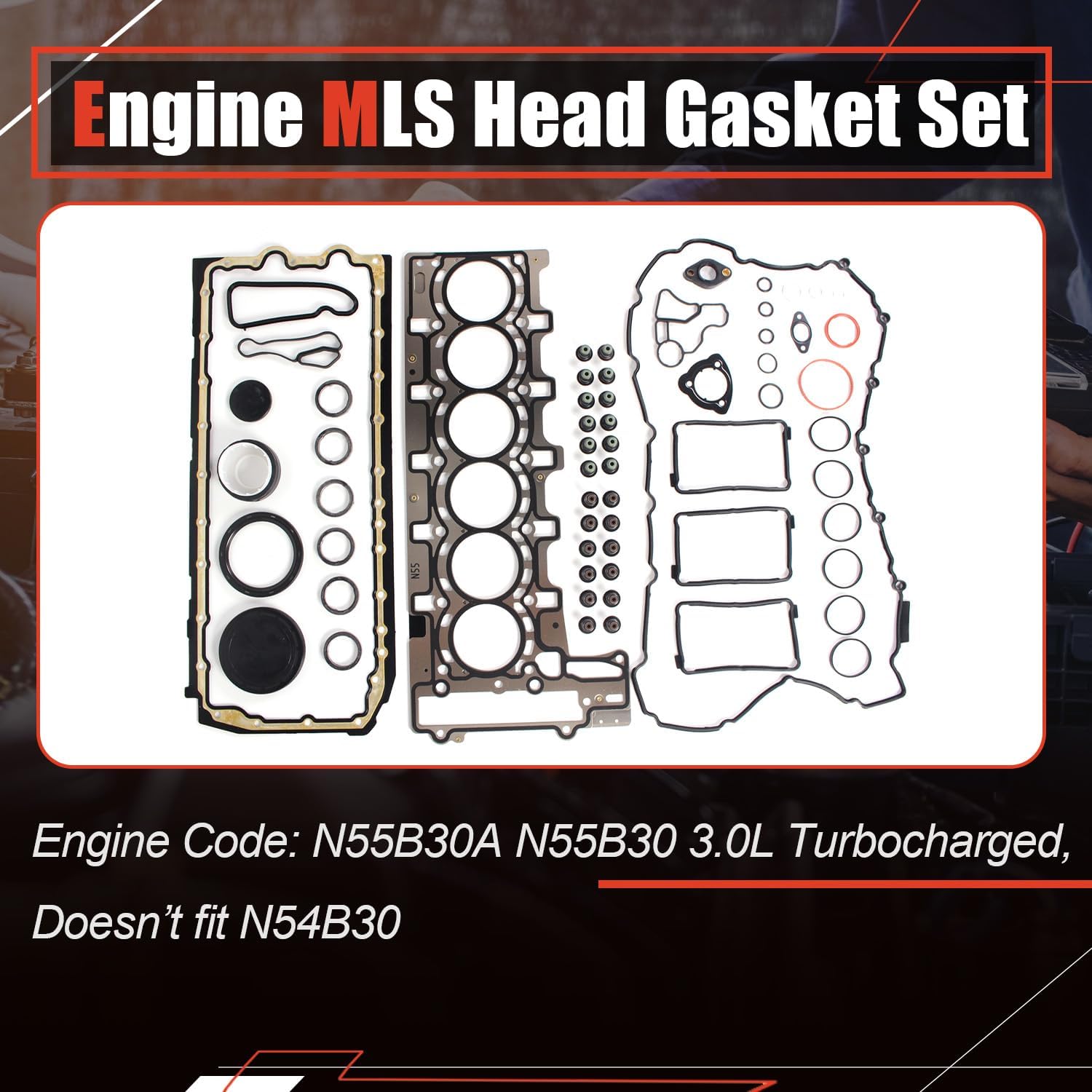 N55B30 Cylinder Head Gasket Set w/Oil Pan Gasket Fit for BMW 135i 335i 435i 535i 640i 740Li X1 X5 xDrive 35i F10 F12 F20 F32 E71 E82 E90 3.0T 11137600482 11127587804 11127599212
