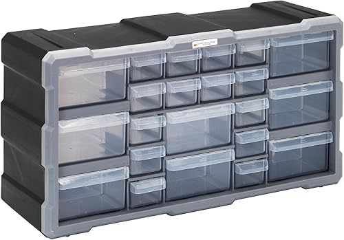 QUANTUM STORAGE SYSTEMS PDC-22BK - Gabinete de cajón de almacenamiento de piezas de plástico transparente y manualidades, 22 cajones