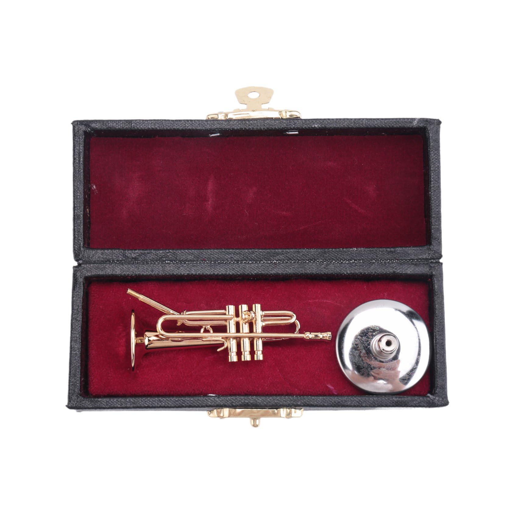 CTRLZS Copper Miniature Trumpet with Stand and Case Mini Musical Instrument Miniature Replica Model Mini Trumpet Home Ornament, Fine Workmanship