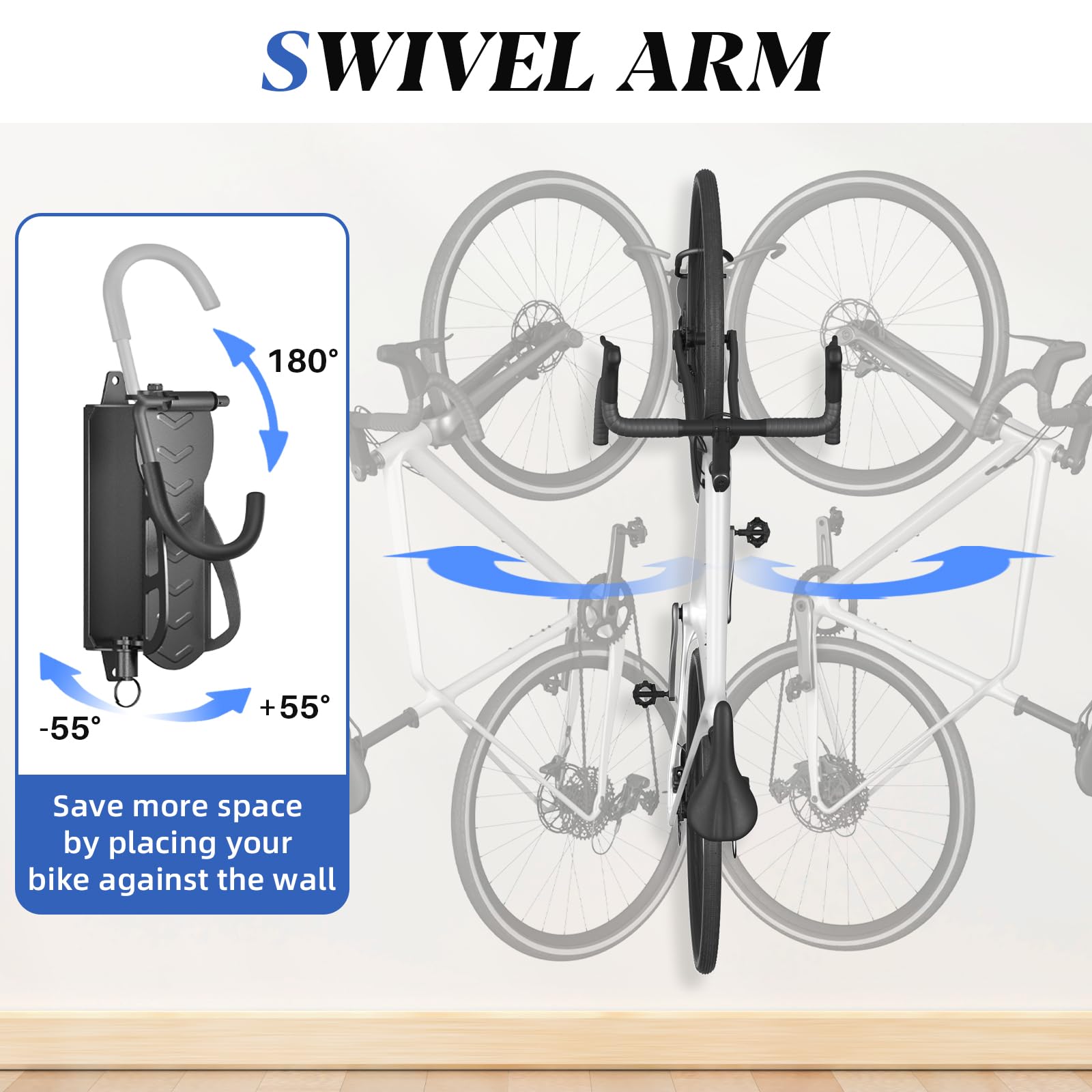 WELDUN Bike Wall Mount, Bike Hanger Rack, Swivelling Bike Holder - Image 3