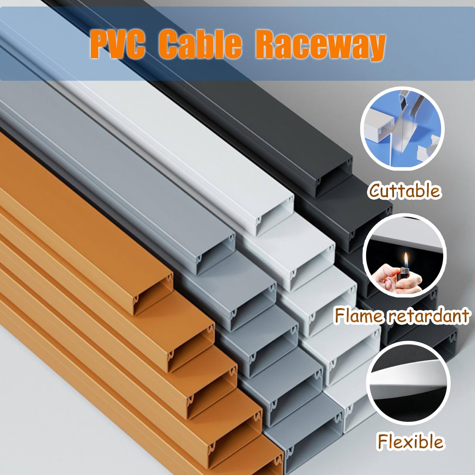 Copricavi Raccogli Cavi Canalina Passacavi Proteggicavo in PVC, può Contenere Fino A 120 Cavi | 1 M Di Lunghezza, Con Connettori, Per Pareti Dipinte Legno Piastrelle Vetro Metallo Battiscopa(D 120cable,1 m/3 ft)