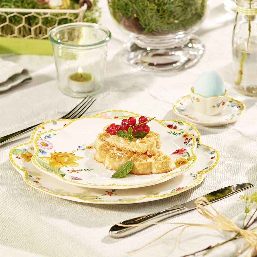 Villeroy & Boch Spring Awakening Speiseteller 6er Set, 27 cm, Porzellan, Weiß/Bunt