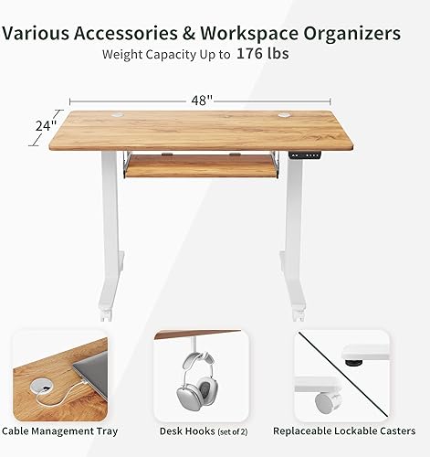 Miniatura 4 de BANTI Escritorio de pie de 48 x 24 pulgadas, altura ajustable con bandeja para teclado, escritorio elevador, escritorio de pie para oficina en casa