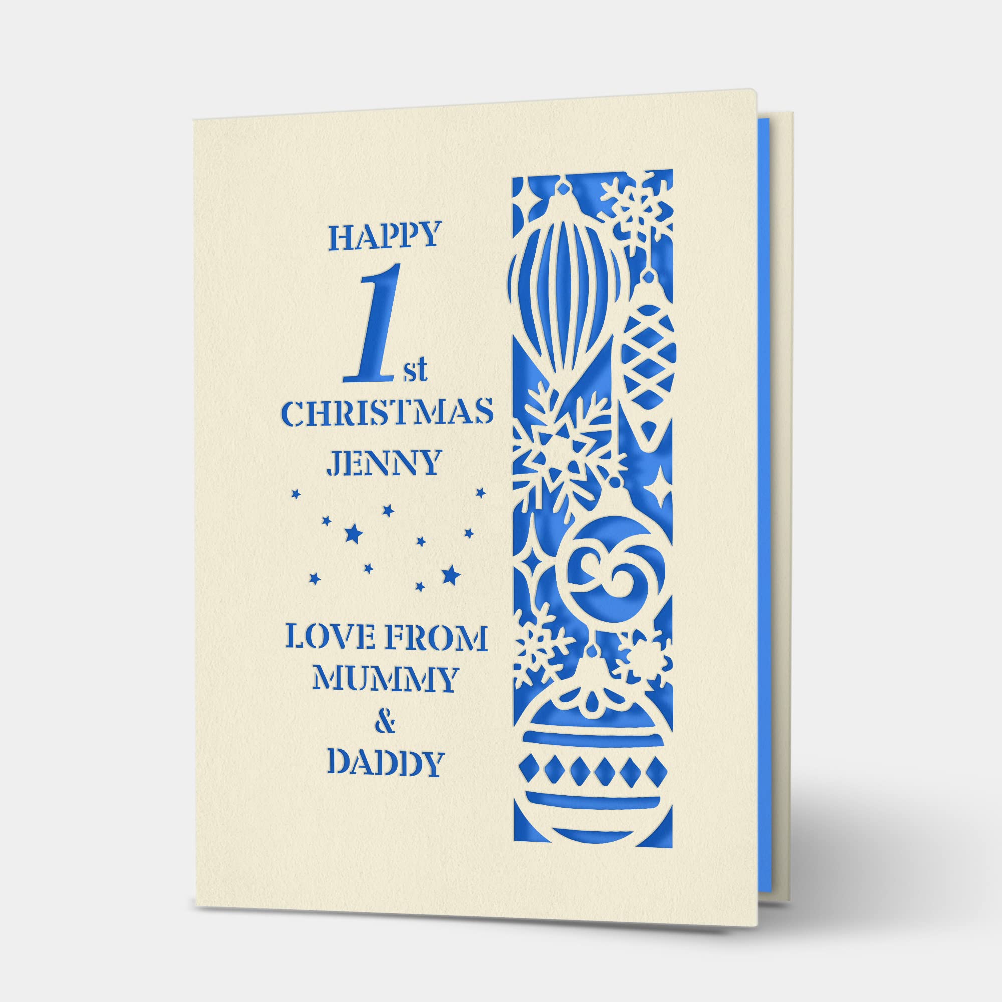 EDSG Personalized Christmas Cards Xmas Greeting Cards Baby's 1ST Cards Santa Gift Laser Paper Card Merry Christmas Card for Granddaughter Siste Girl