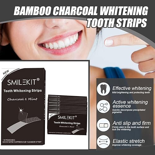 Miniatura 3 de Tira blanqueadora de dientes de carbón para adultos, mujeres y hombres, elimina las manchas de café, té, kit de blanqueamiento dental para salud