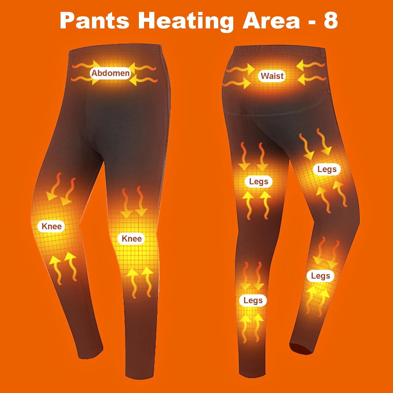 Electric Heated Thermal Underwear Set 20 Heating Zones Winter Outdoor Sports Base Layer Top & Bottom Fleece Lined