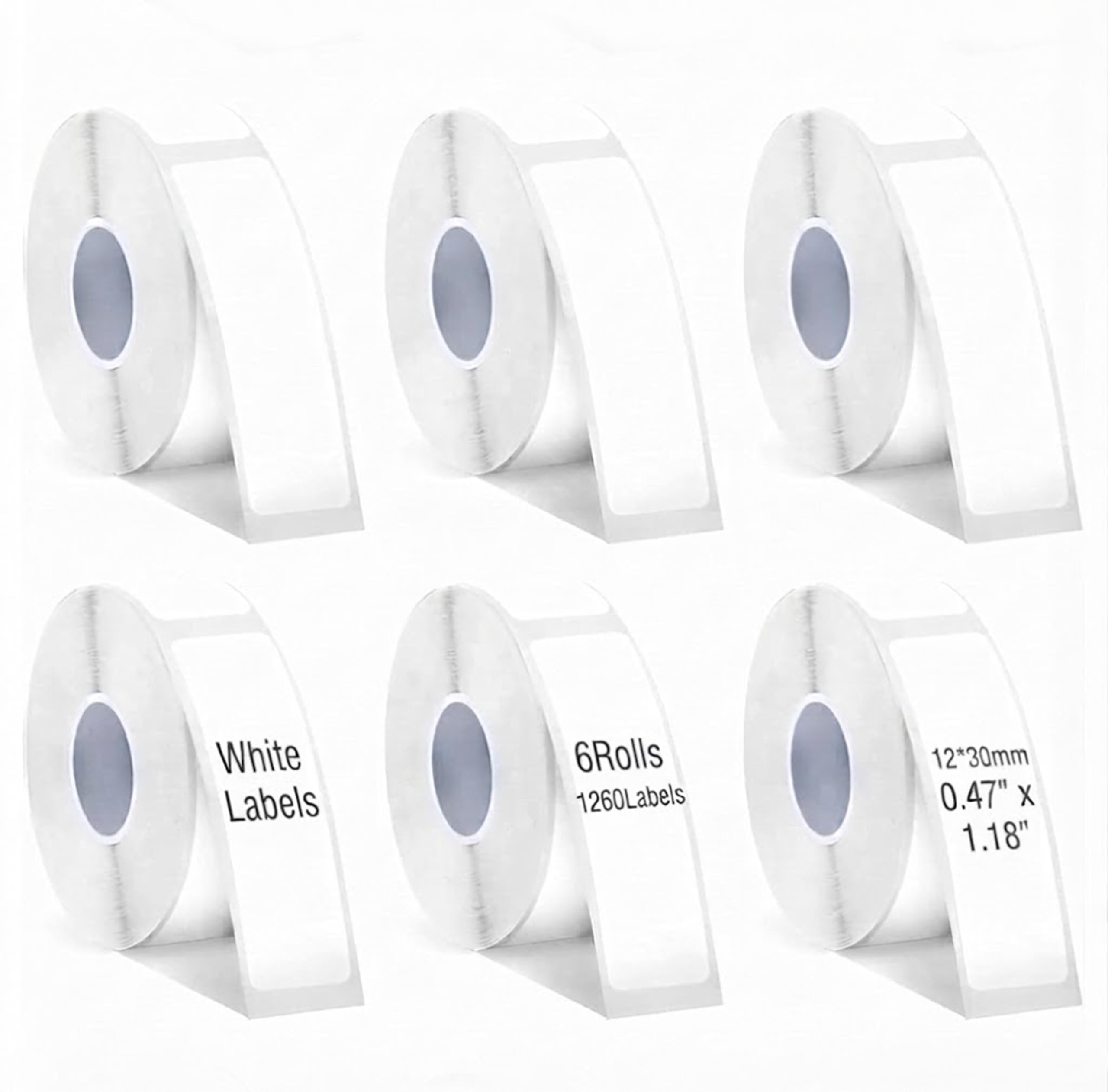 ToVii Thermal Label Tape 12x30mm 1260 Labels White Paper Roll for D30