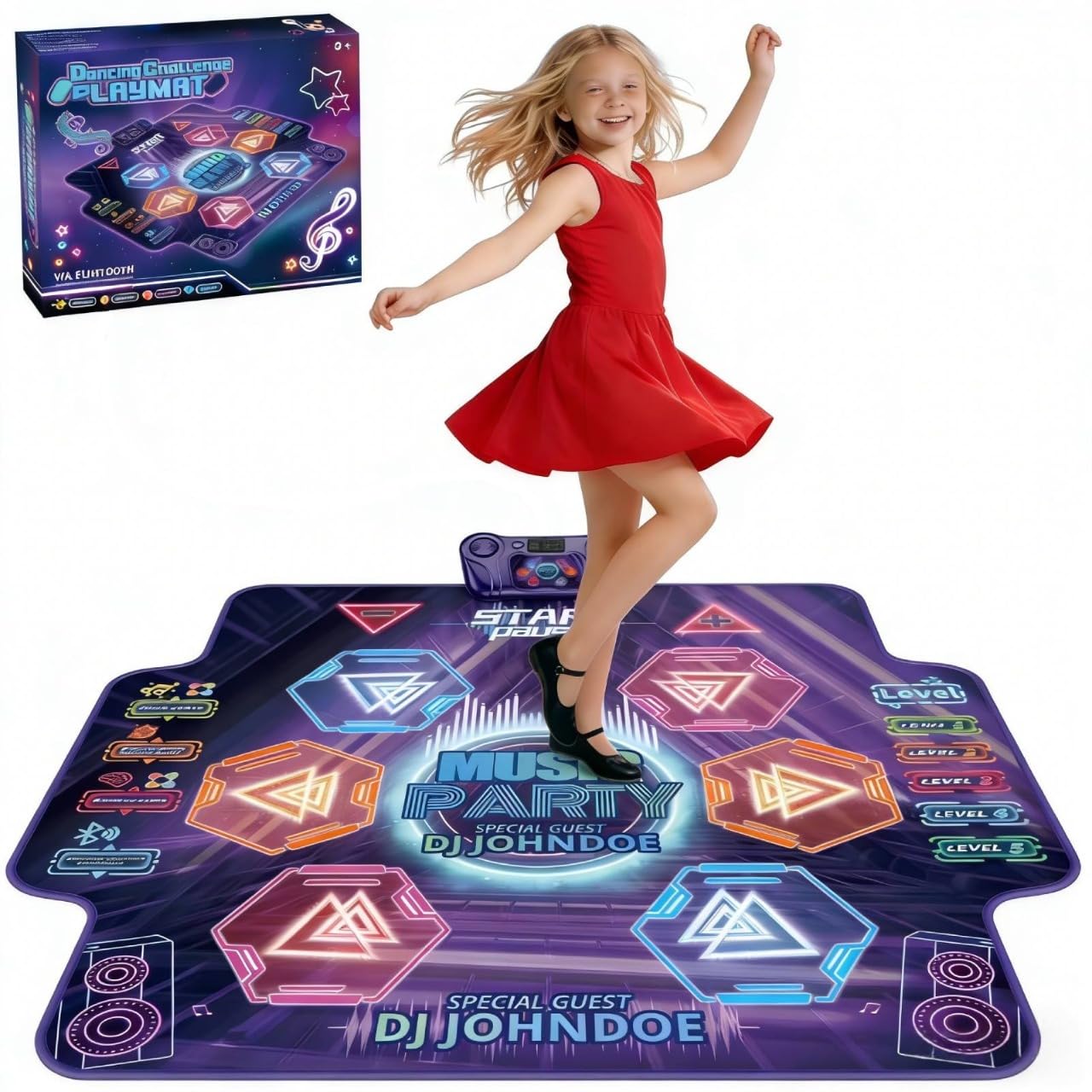 Cocoarm LED Dance Mat, Interactive Light Up Dance Pad with 6 Buttons, Wireless Dancing Game for Boys and Girls