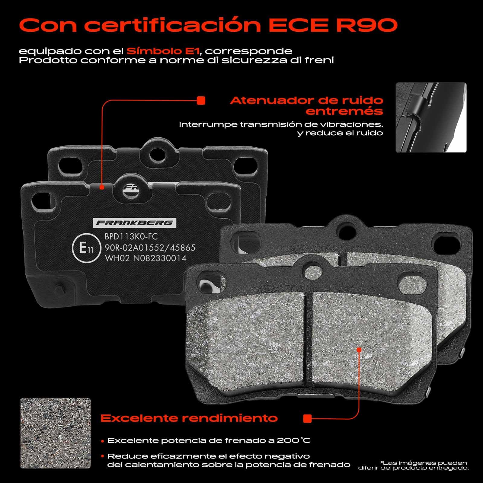 Frankberg 2 discos de freno + 4 pastillas de freno para eje trasero con lubricante de freno compatible con GS GRS19 GWS19 UZS19 2005-2011 GS S19 2006-2011 IS C GSE2 2009-2015 Replace# 4243130290