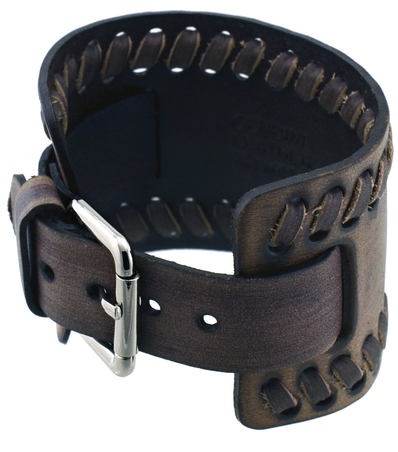 Nemesis WLB-B Washed Brown Wide Leather Cuff Wrist Watch Band