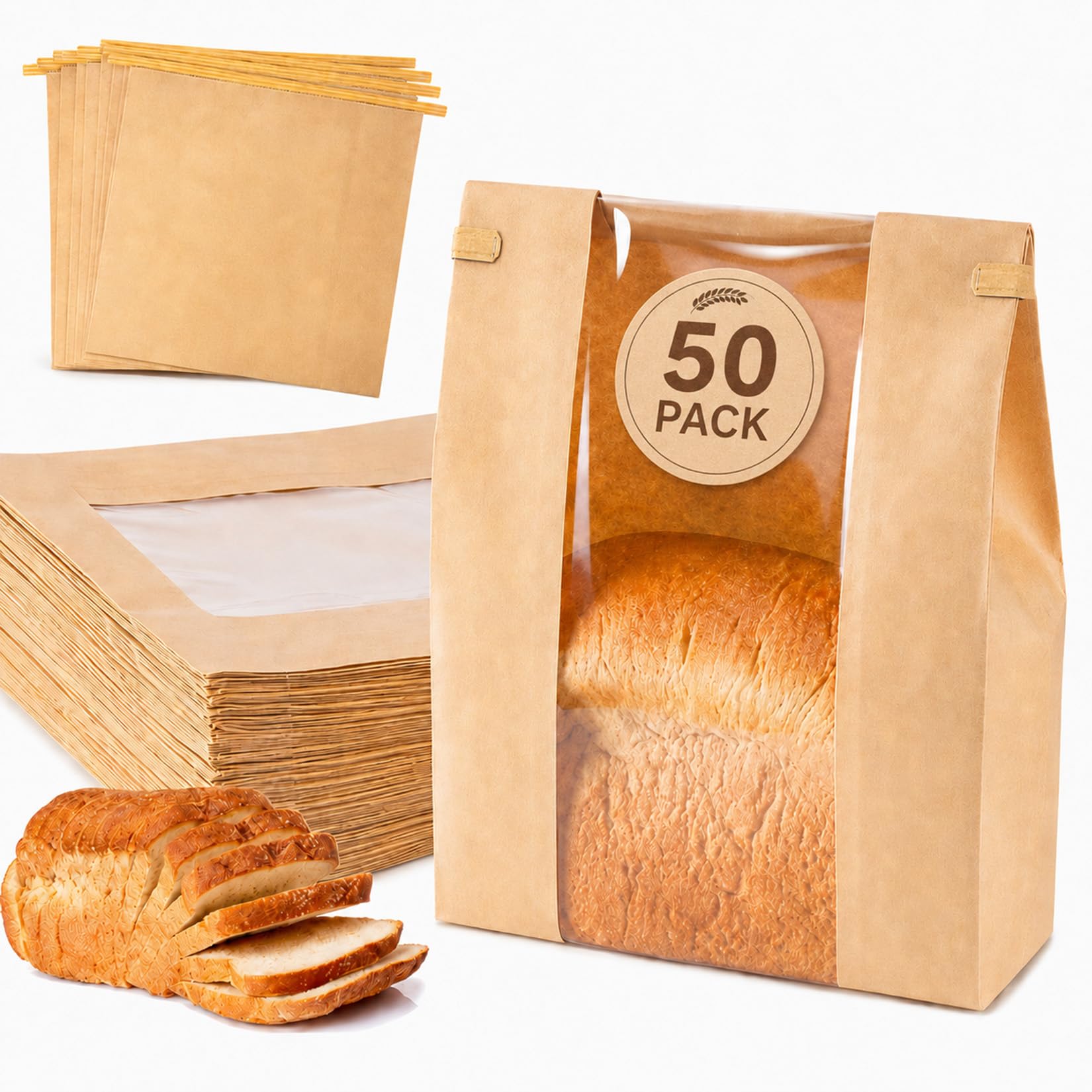 MAQIHAN 50Stk Butterbrottüten Brottüten Papier