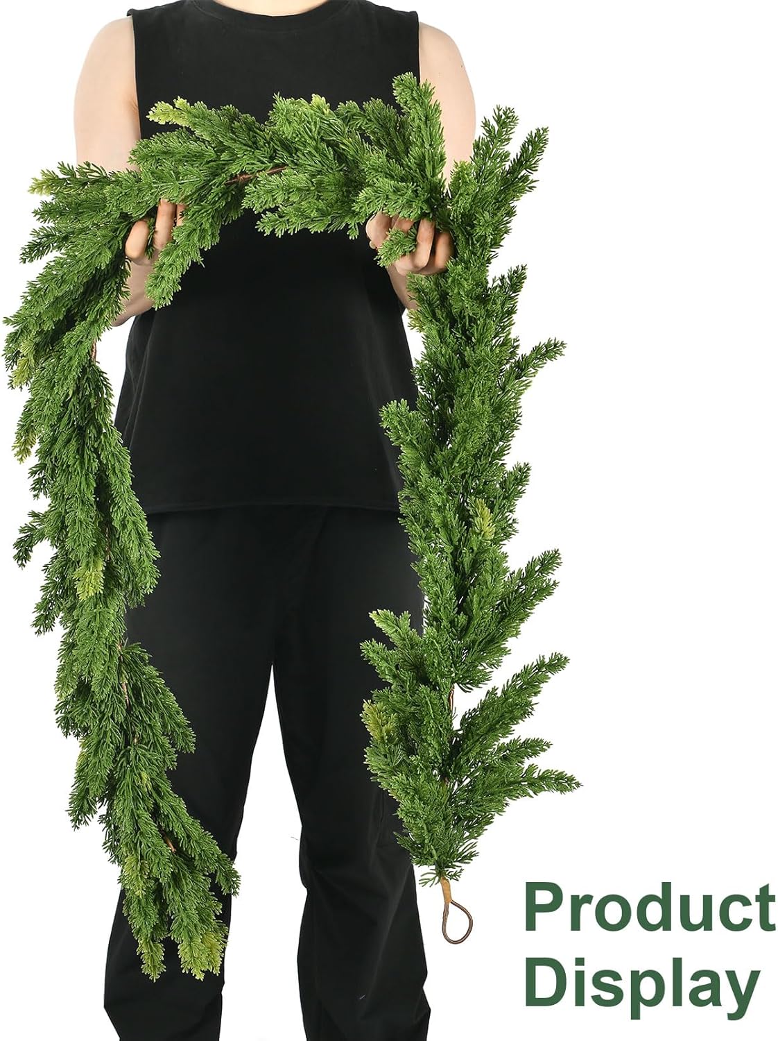 6.2FT Real Touch Christmas Cedar Garland Artificial Realistic Thick and Lush Faux Green Pine Garlands, Christmas Garland for Mantle, Fireplace, Table, Outdoor Indoor Christmas Decorations
