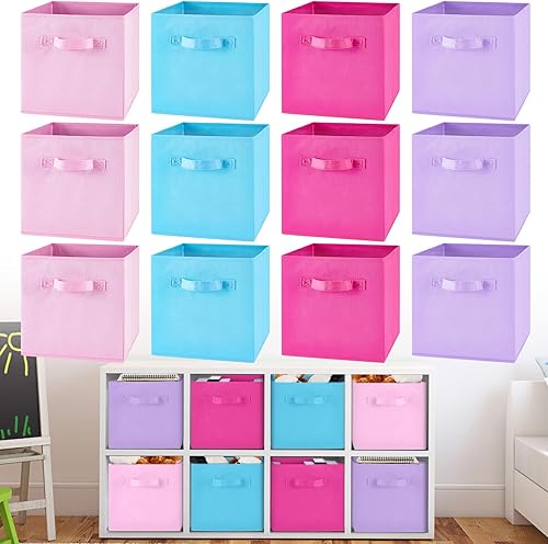Yinder 12 piezas Contenedor de almacenamiento cúbico, contenedores de almacenamiento de 11" para decoración de habitación, contenedores plegables