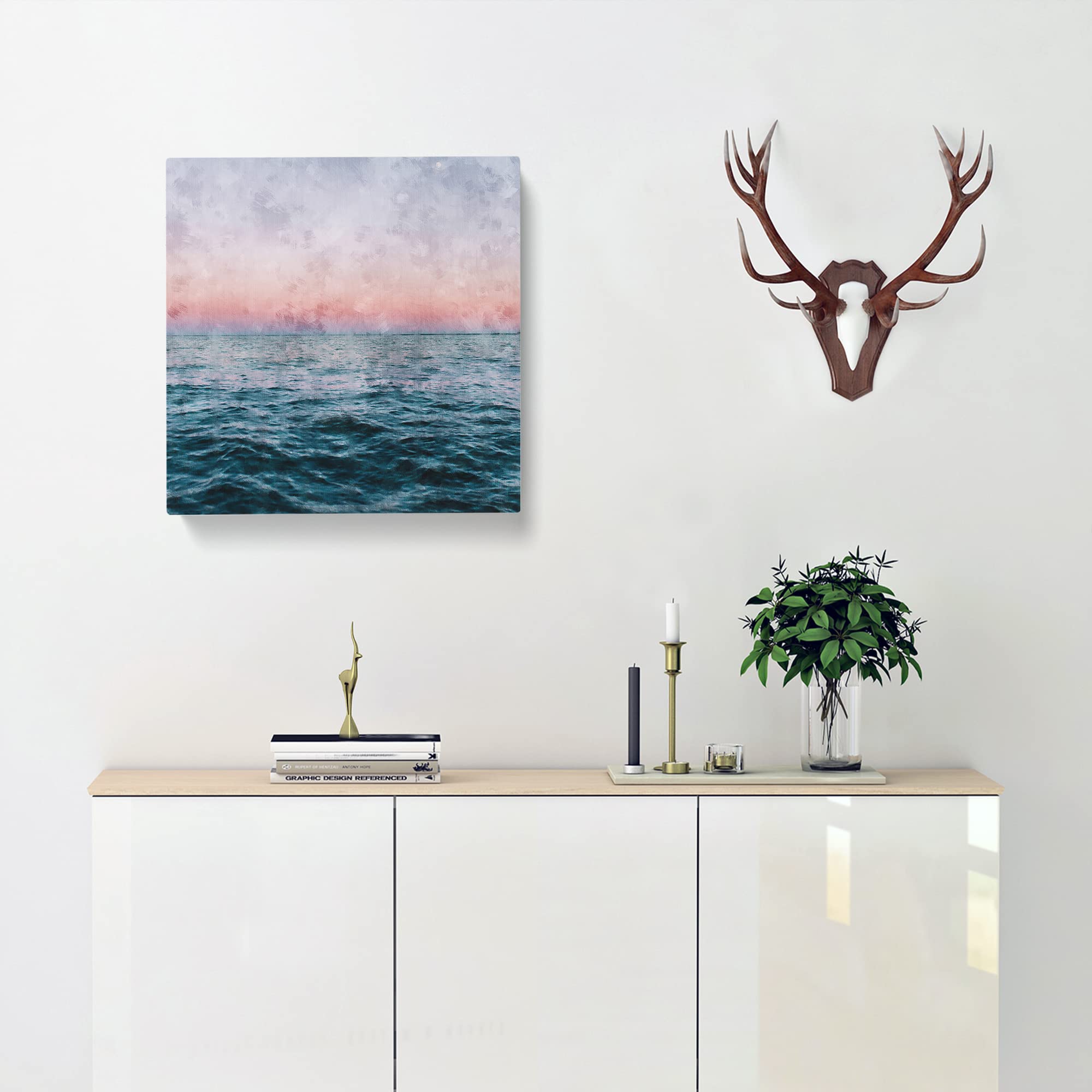 Moon Above the Vast Ocean Canvas Print, Mixed, 35L x 35W cm - Image 2