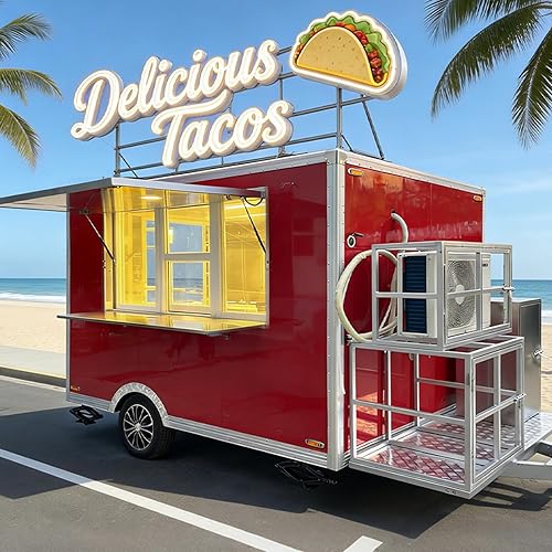 Fully Equipped Commercial Food Truck and Trailer Combo, Premium Stainless Steel Mobile Kitchen with Complete Appliances, Ready for Pizza, BBQ or Ice Cream Business Startup