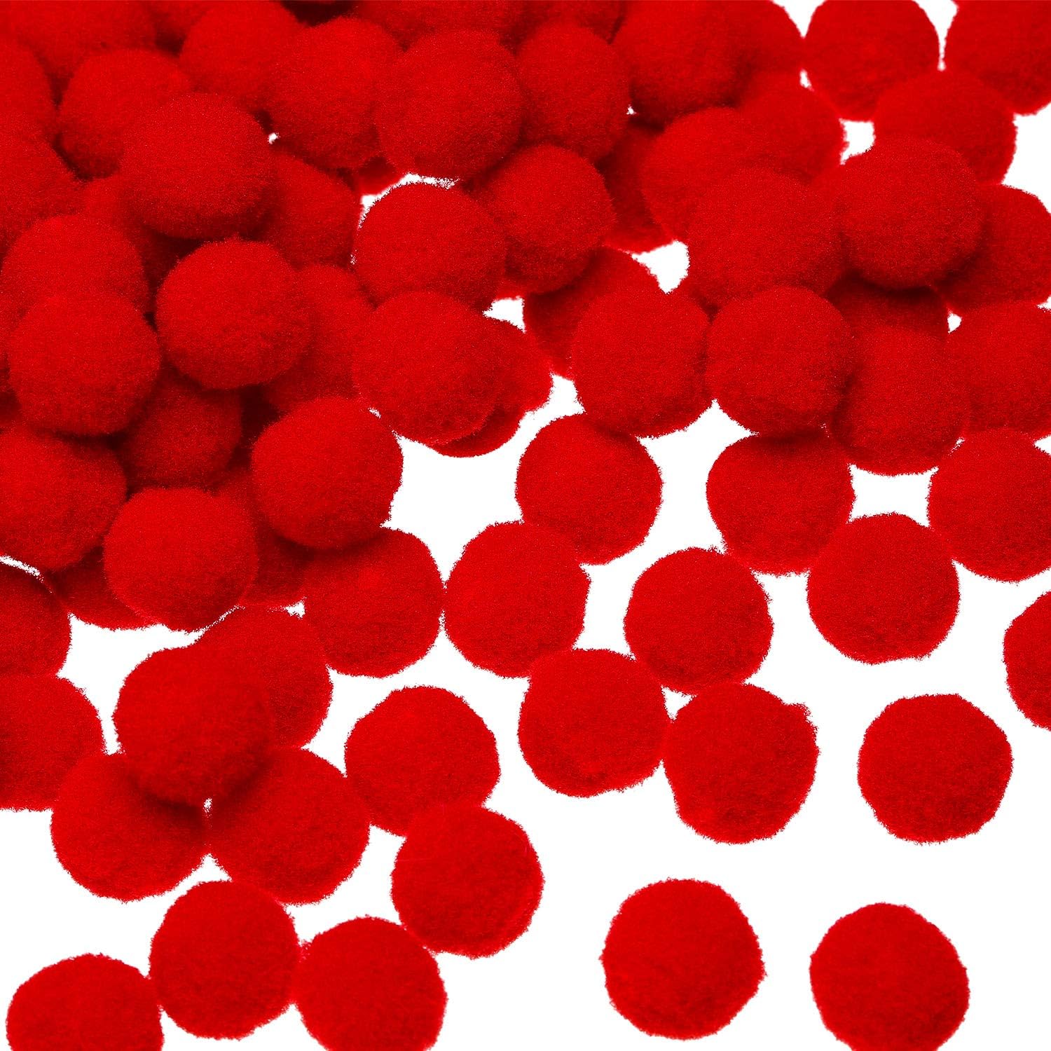 Sumind 250 mini pompones pequeños esponjosos para decoración, manualidades, bricolaje, rojo (15 mm)