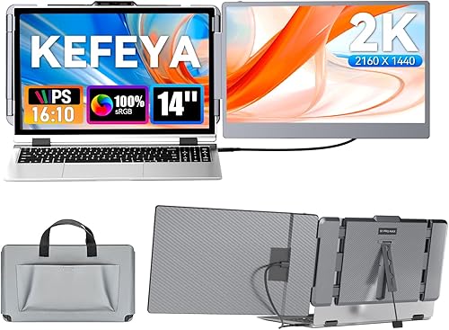 Miniatura 11 de KEFEYA Extensor de Pantalla para Laptop, Extensión de Monitor Portátil de 14" FHD 1080P IPS de Doble Pantalla, Monitor Portátil para Laptops