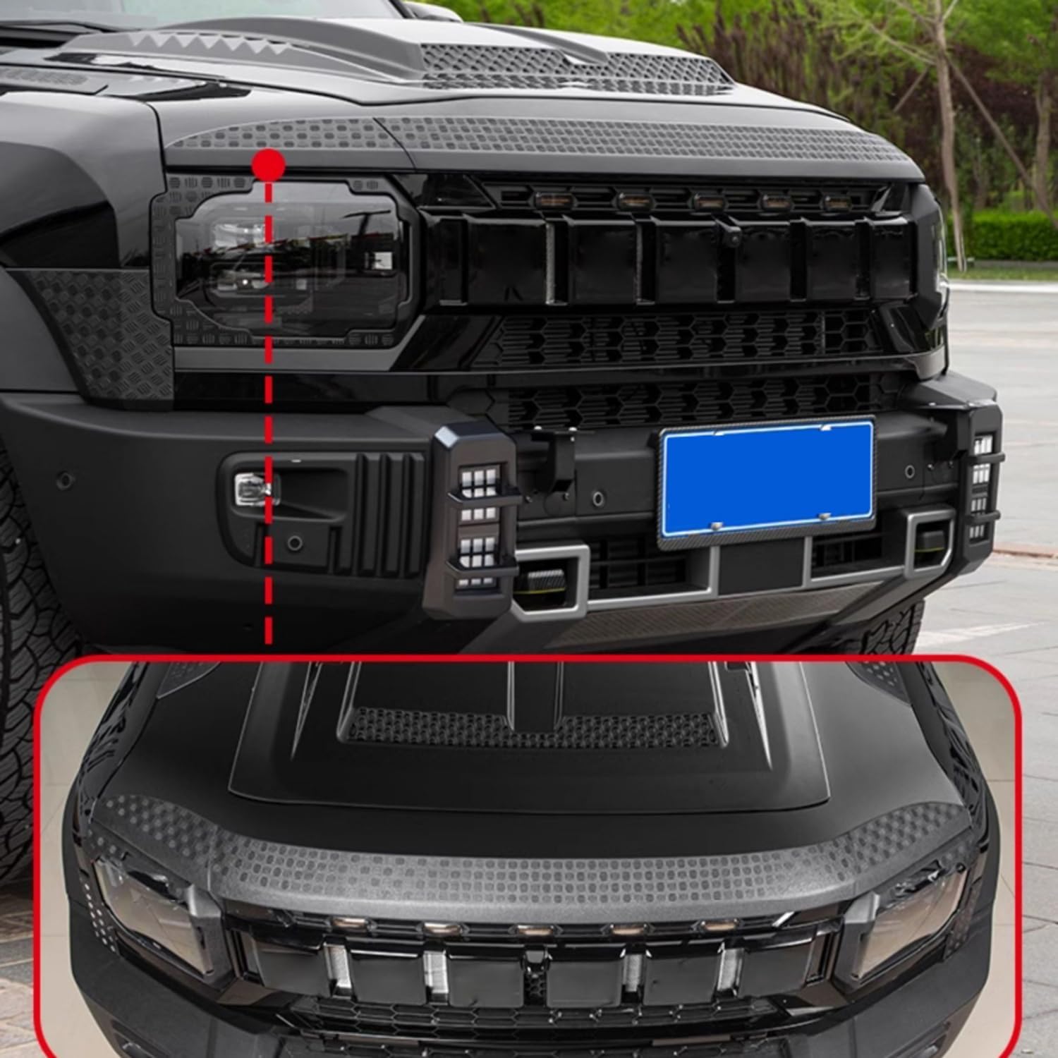 for Jetour Traveller T2 2023-2025 Matte Black Engine Hood Grill Strip Trim 3pcs Car Accessories