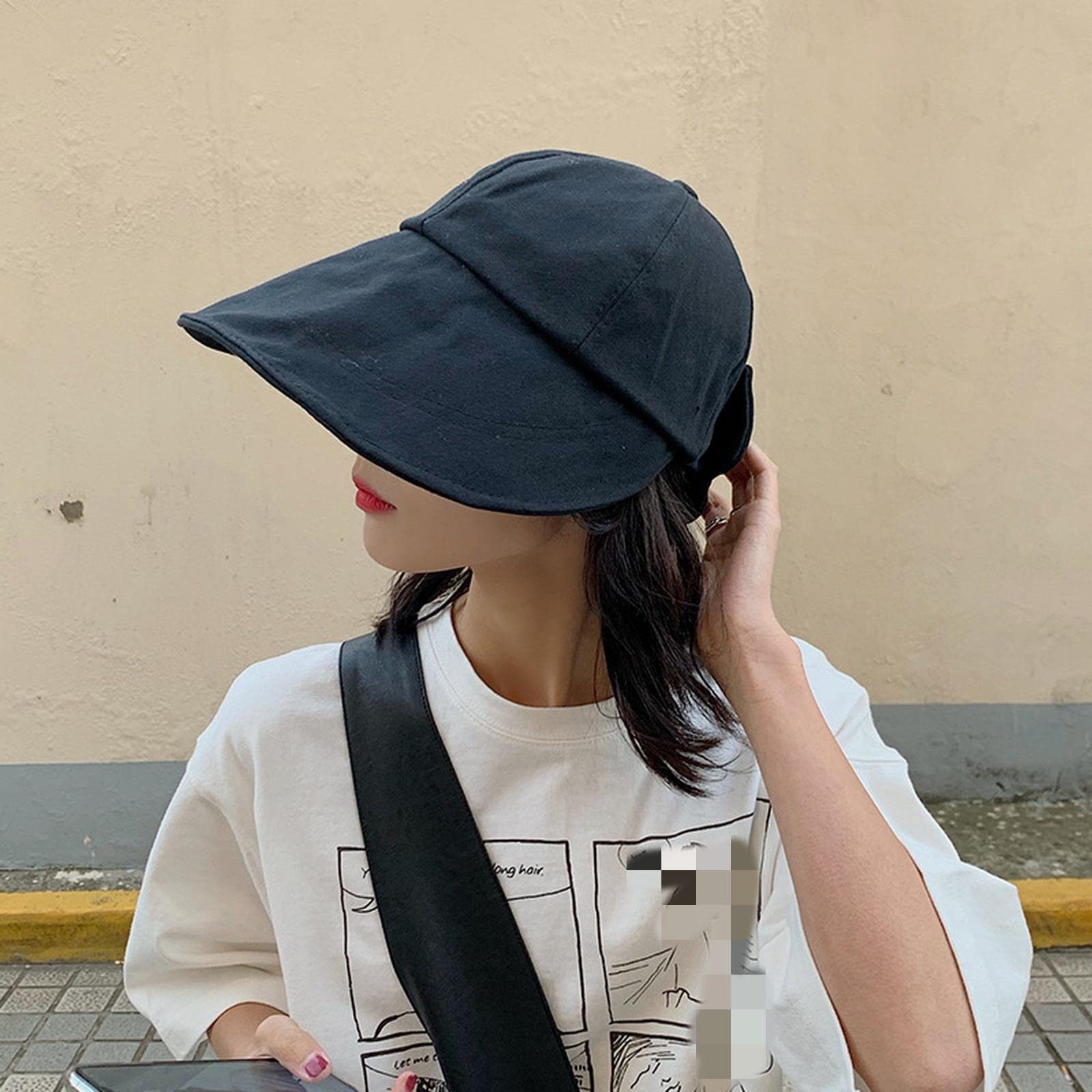 Chapeau bob d'été avec grand nœud de protection solaire chapeau cloche large bord chapeau de soleil femme chapeau pliable