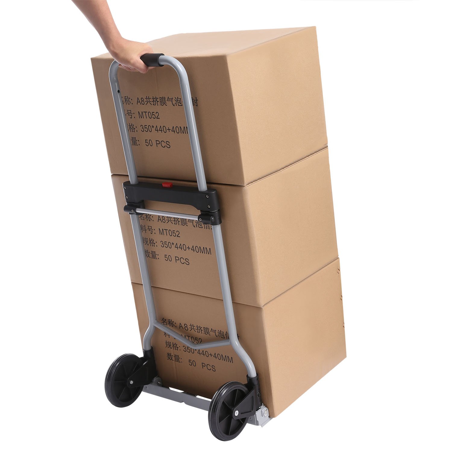 Nictemaw Diable Pliable, Chariot de Transport Pliable en Aluminium, avec Roues en Caoutchouc, avec poignée Extensible pour des Charges jusqu'à 100 kg