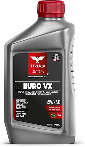 TRIAX Euro VX 5W-40 Full Synthetic, 25 mil millas, grado OEM de rendimiento extremo, compatible con ACEA C3, A3B4, VW502.00, BMW LL-04, MB 229.51,
