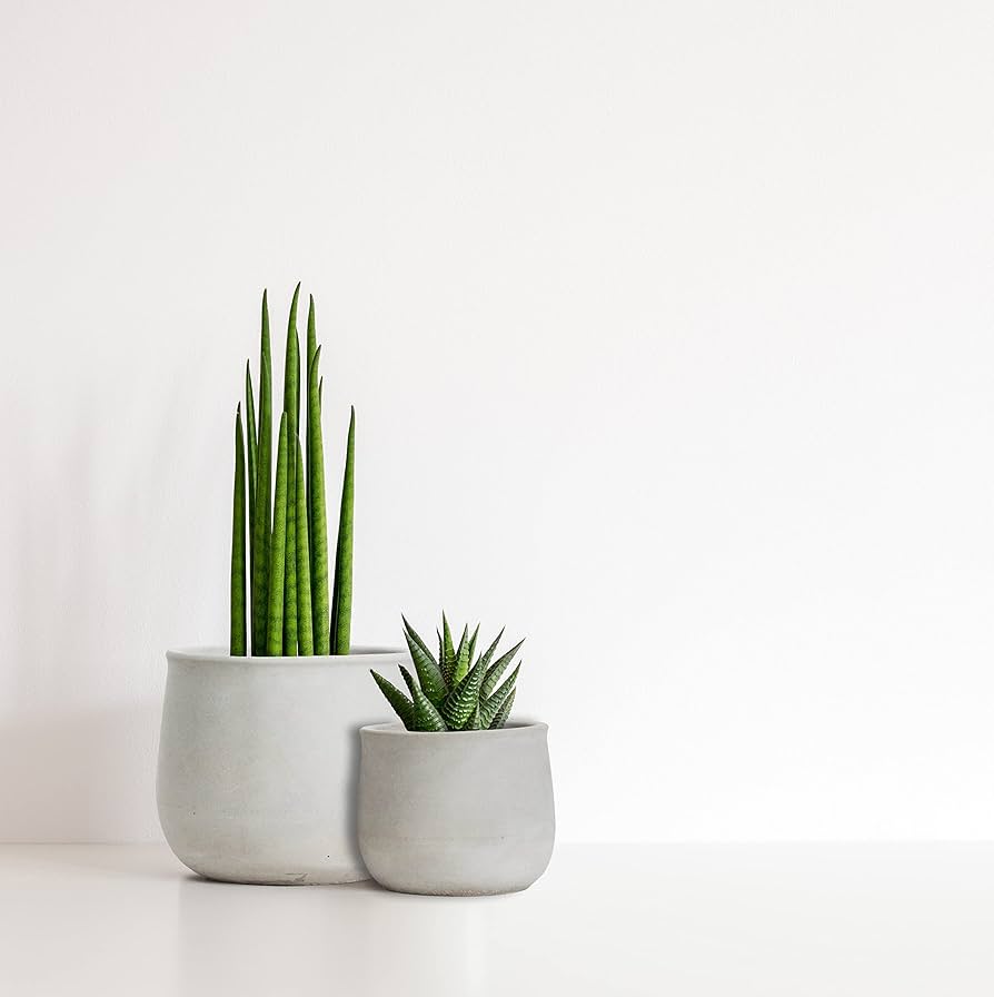 Ceramic Oval Glazed Flower Pot Grey & Gold H 14 Cm D 13 Cm Vintage Scandinavian Style Ornament