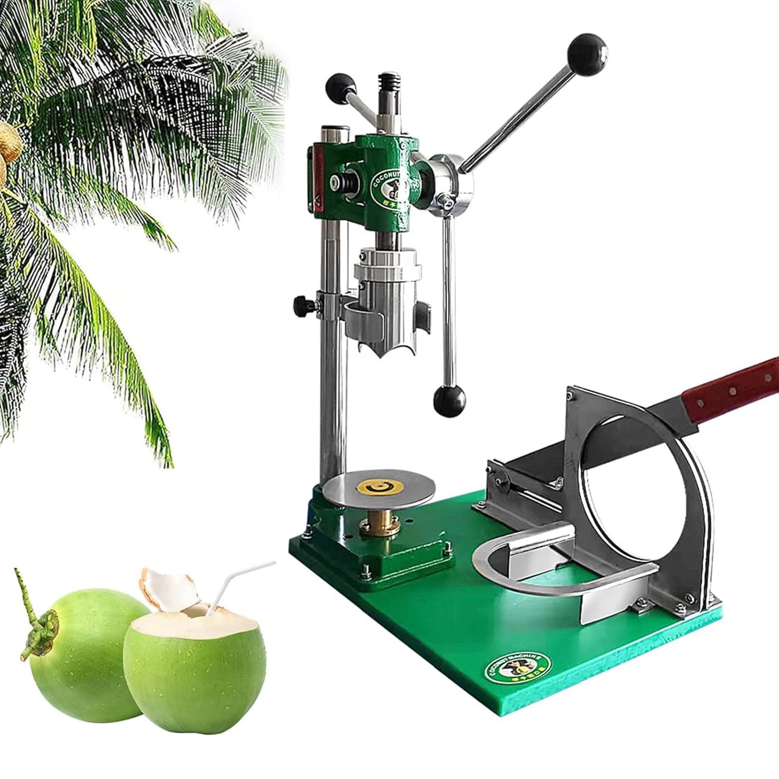 Macchina Apri Cocco Manuale per Noci di Cocco Tenere, Macchina per Aprire e Sbucciare con Impugnatura Antiscivolo, Operazione User-Friendly, Trapanatura Verticale di Noci di Cocco Three Handles