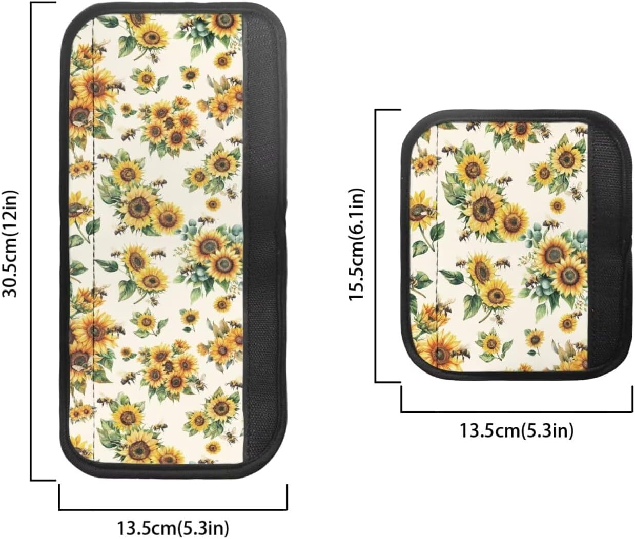 Sunflower Bee Print Refrigerator Door Handle Covers Kitchen Appliance Handle Gloves Set of 6 Easy to Remove Fridge Dishwasher Oven Protector with Hook and Loop Fastener