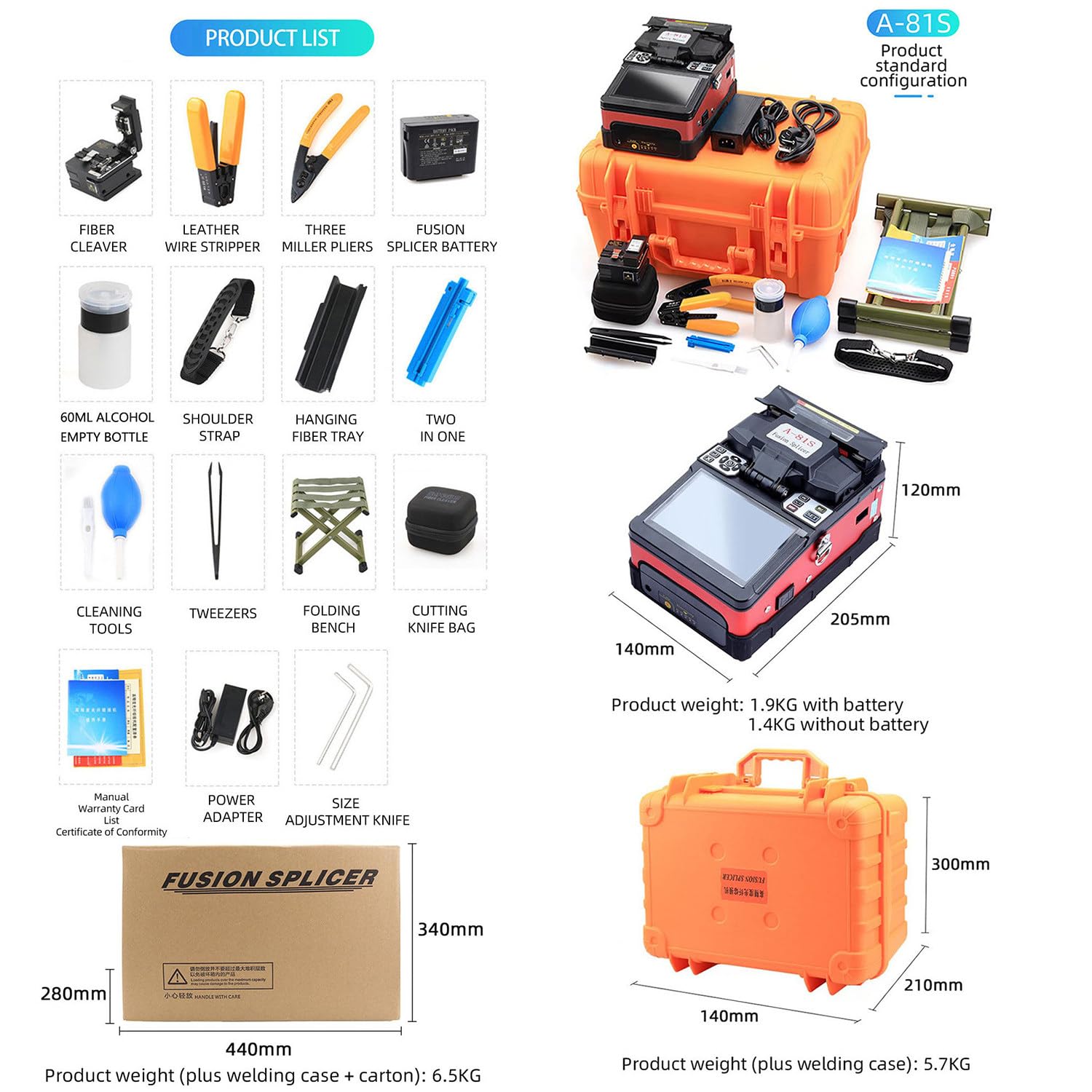 Fusionadora de fibra optica FTTH empalmadora compatible SM MM DS NZDS con alineación núcleo 0,02 dB baja pérdida, para instalación fibra exterior telecom ISP técnico proyectos redes fibra