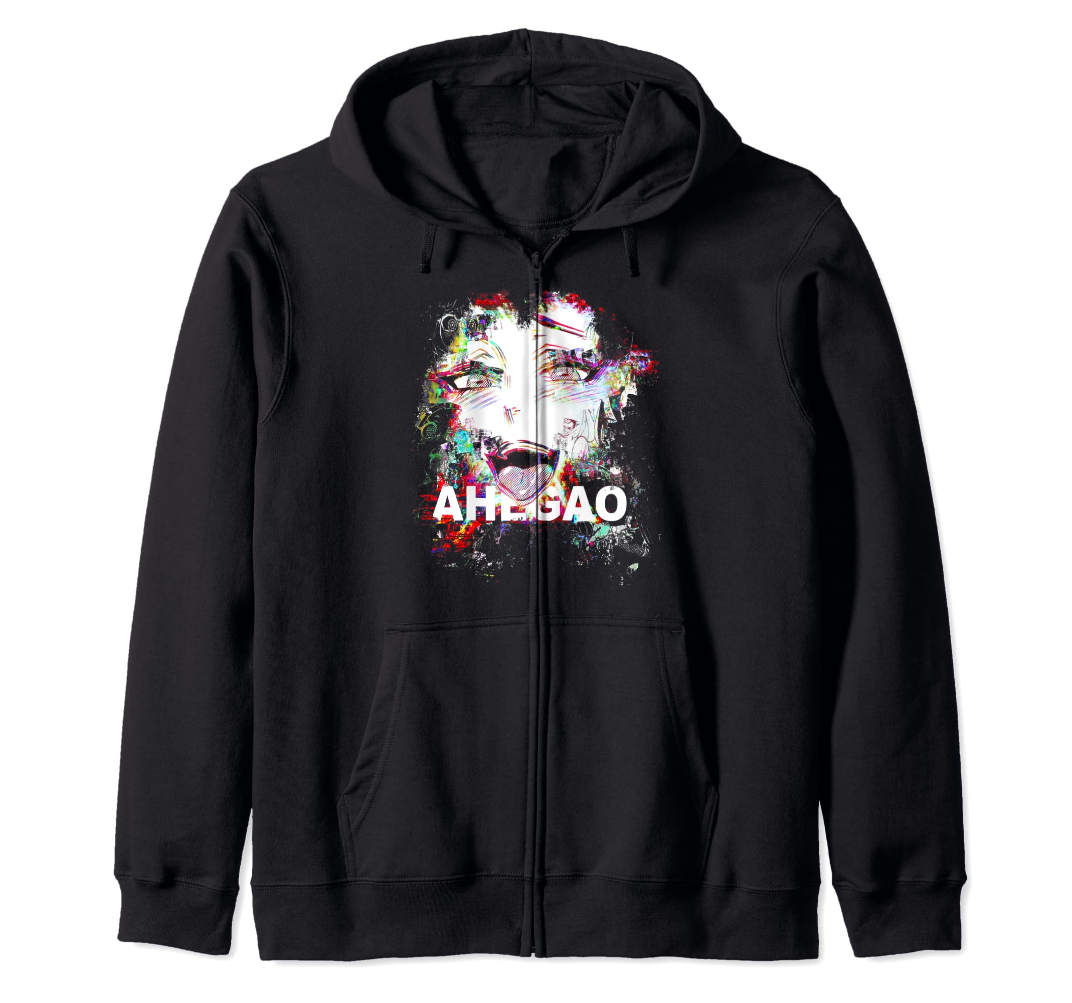 Kawaii Glitch GirlAhegao Shirt - Kawaii Glitch Girl Zip Hoodie