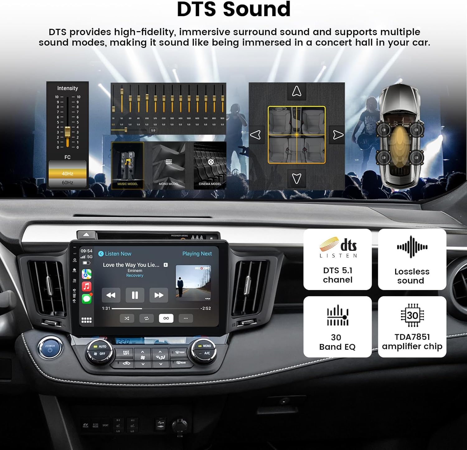 Roadanvi 10.2" Car Stereo for Toyota RAV4 2013-2018 Wireless Carplay, Android Auto, Bluetooth Head Unit, QLED 1280 * 720P Touch Screen, 4G+64G Memory, WiFi, and 4G LTE, Android 12 GPS Navigation