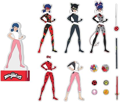 Miraculous Ladybug-Magnetic Wood Dress Up Doll. Includes 26 Colorful Magnetic Wood Pieces. Encourages Creative Play with Mix and Match Fun. Great Birthday Gift for toddler, kids, girls, boys.