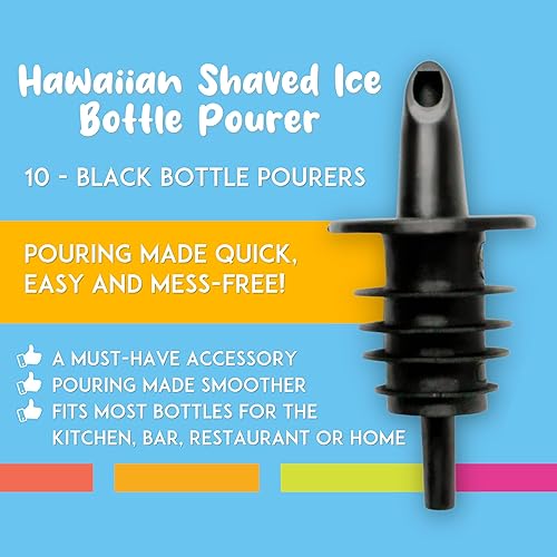 Miniatura 9 de Hawaiian Shaved Ice Verteros de botellas de control preciso de jarabe, boquillas profesionales para sabores de cono de nieve y bebidas (paquete de 3)