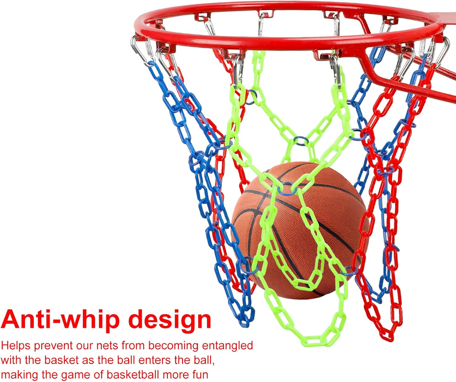 Basketball Net All Weather Anti Whip,Heavy Duty Replacement Basketball net Indoor Outdoor Standard 12 Loops Basketball Hoop