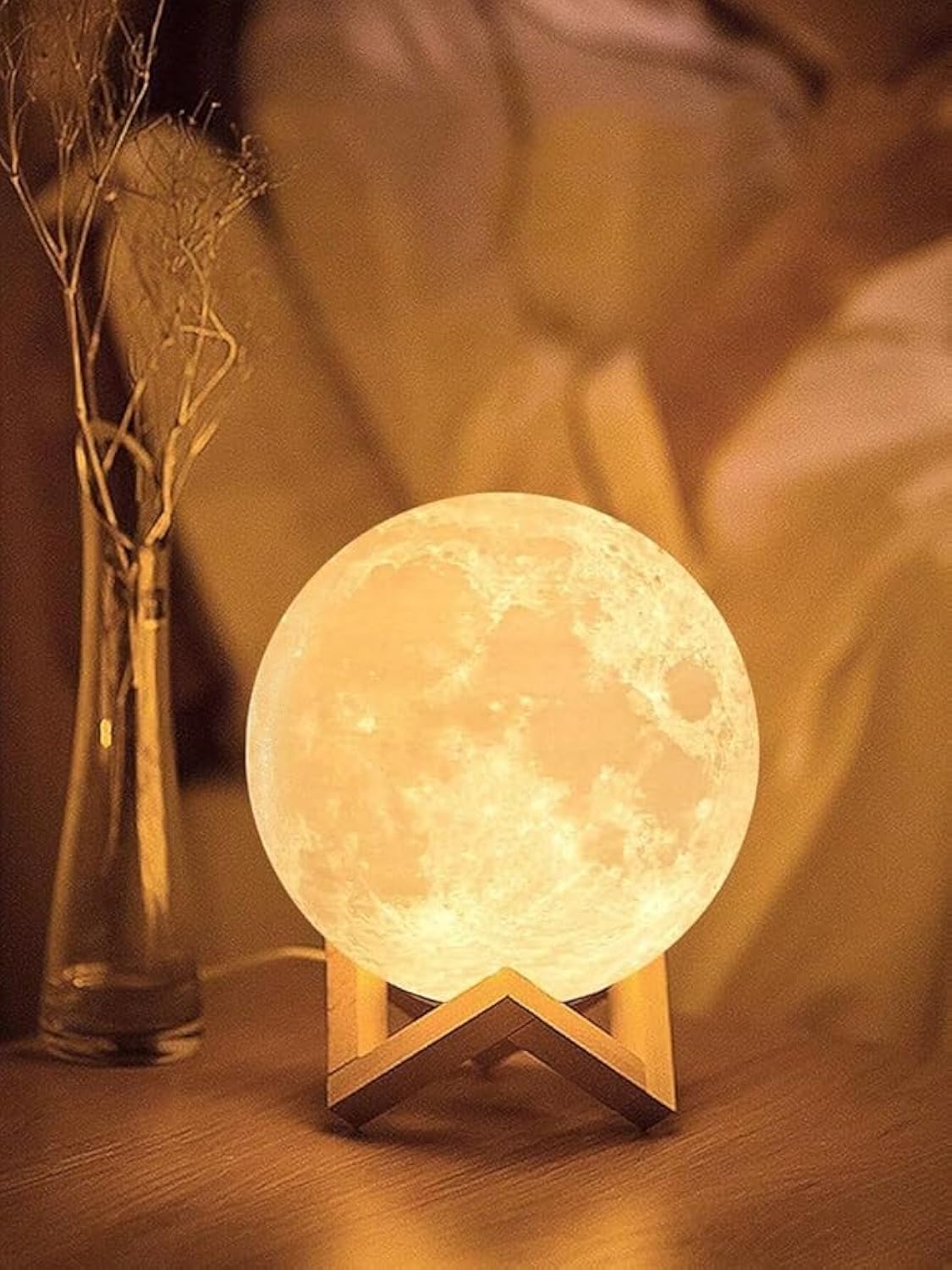 3D Moon Lamp, Soft White Moon Light, Night Light for Home Decor, 1 Piece (Medium)