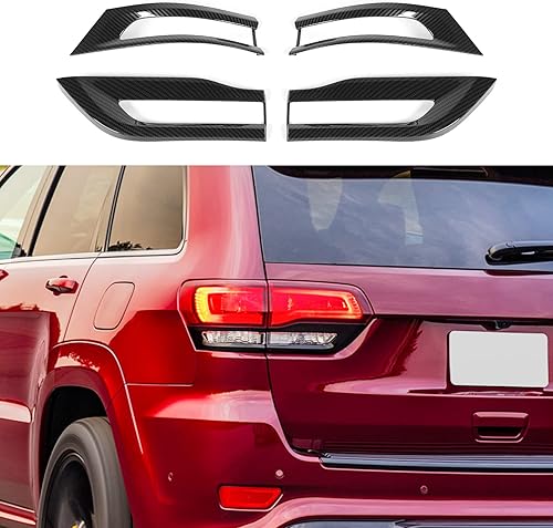 Jimen Compatible con Jeep Grand Cherokee 2014-2020, 4 piezas de accesorios exteriores de cubierta de luz trasera (negro)