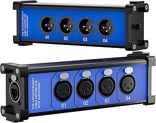 Elecan 3-Pin XLR Splitter Breakout Box to RJ45 Ethercon-4 Channel&1 Pair-XLR/DMX/AES Terminator Snake Over CAT 6 Ethernet Adapter Patch Cable for Stage Sound, Lighting, Audio Recording Studio&