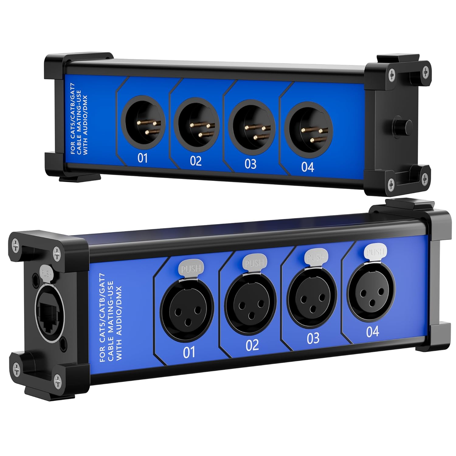 Elecan 3-Pin XLR Splitter Breakout Box to RJ45 Ethercon-4 Channel&1 Pair-XLR/DMX/AES Terminator Snake Over CAT 6 Ethernet Adapter Patch Cable for Stage Sound, Lighting, Audio Recording Studio&