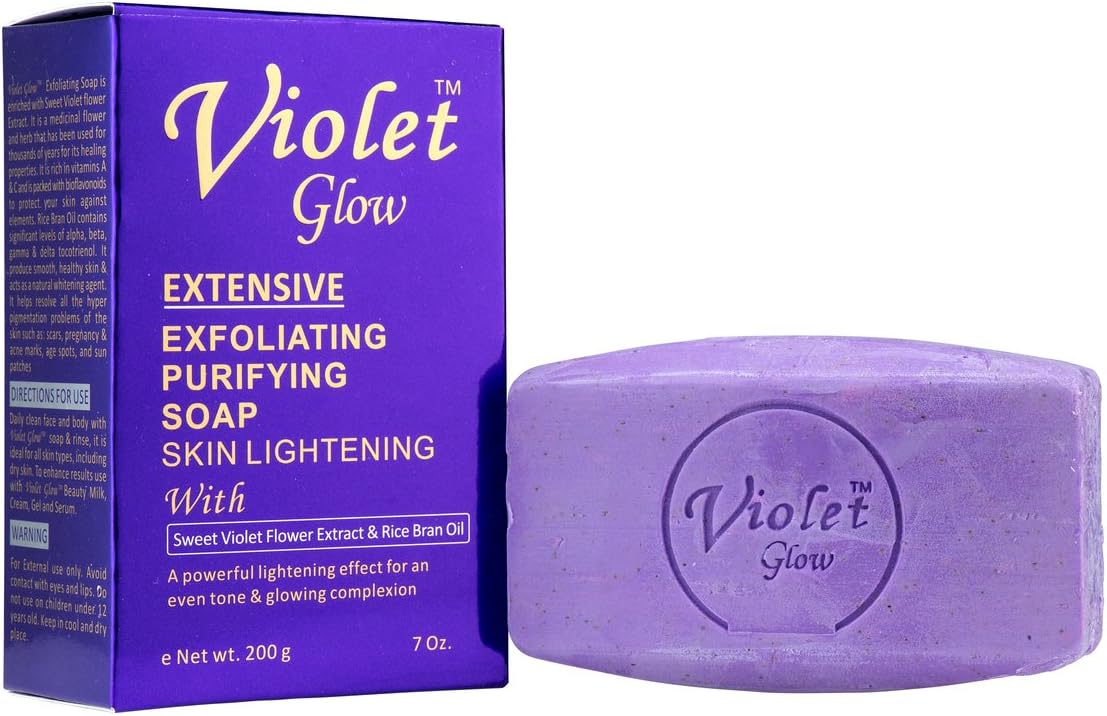 VIOLETGlow Extensive Exfoliating Purifying Soap With Sweet Violet Flower Extract & Rice Bran Oil